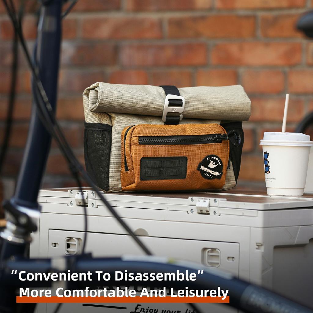 RHINOWALK BCT0201 Geantă Impermeabilă de Ghidon pentru Bicicletă 4L Eliberare Rapidă Geantă Coș Tub Frontal