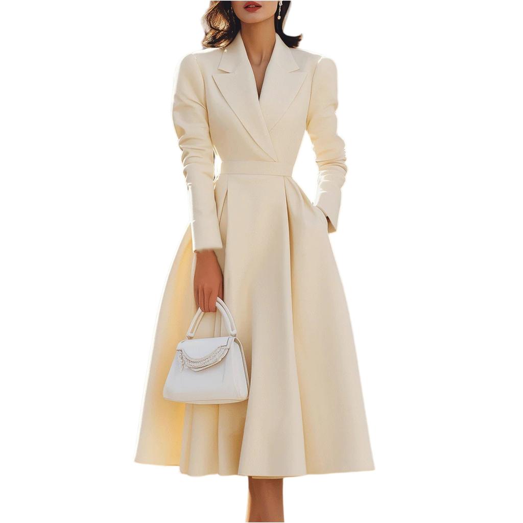 Damen Modisches Einfarbiges Französisches V-Ausschnitt Elegantes Taillenbetonendes Schlankmachendes Raffiniertes Abendkleid