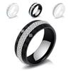 Eleganckie czarno-białe ceramiczne pierścionki dla par 8MM z inkrustacją diamentową