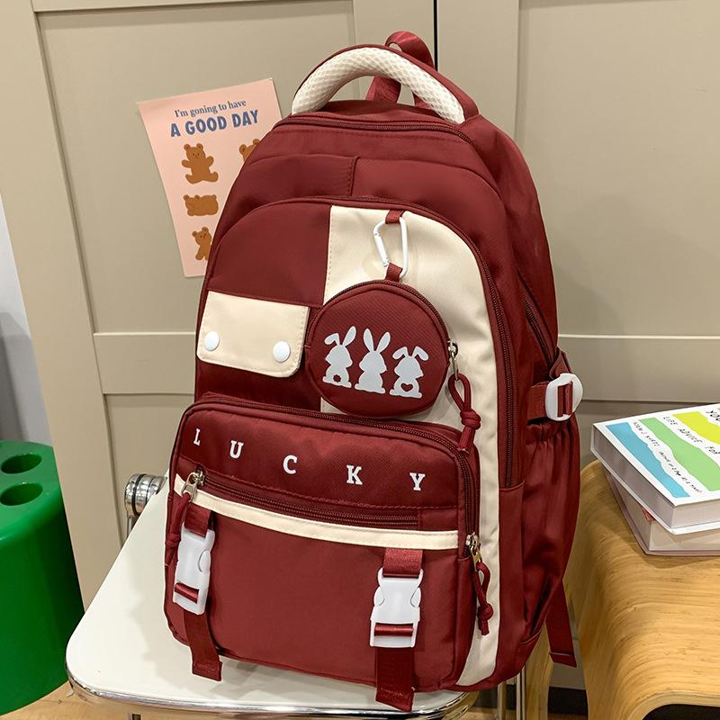 Children's School Bag Elementary School Students Girls Junior High School Students Contrast Color Backpack