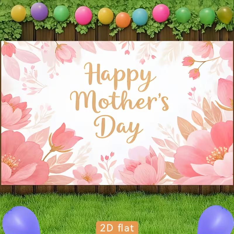 2D Happy Mother's Day Celebration Background, Soft Pink Flower Decor