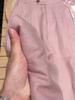 Smoke Pink Tencel Linen Wide-Leg Pants: Women's Petite Ramie Cotton & Linen Straight-Leg with Drape