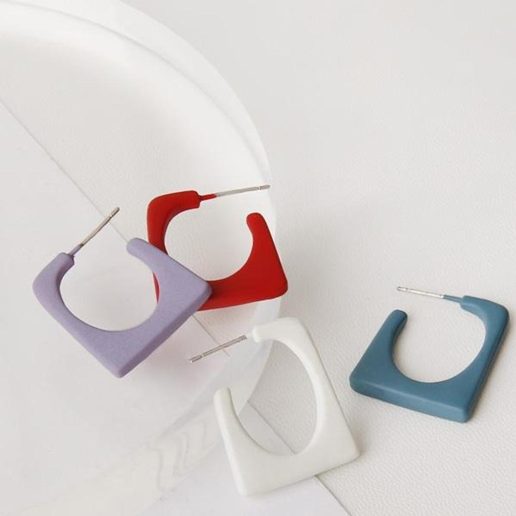 Women's Daily Different Square Silver Needle Earrings