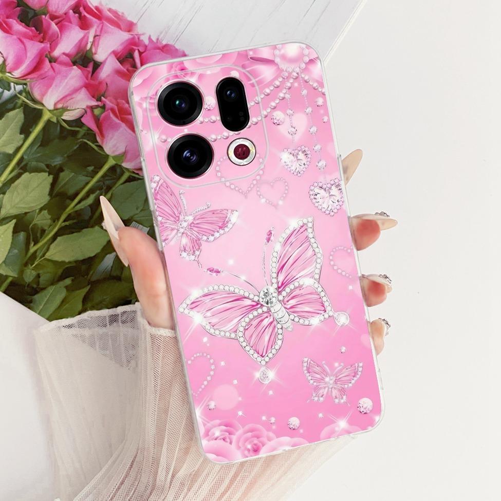 Clear For Oppo Find X9 Case Cover Cute Cat Fashion Butterfly Luxury Painted Soft Casing For Oppo CPH2797 PLJ110