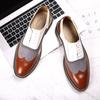 Fashion Large Size Men's Leather Shoes Color Matching Pointed Toe Business Casual Leather Shoes Men's Carved British Retro Shoes