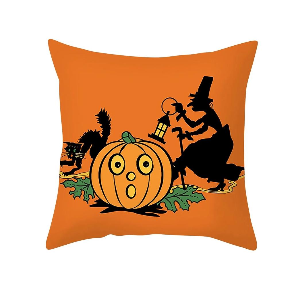 Halloween Decorative Pillow Pumpkin Pumpkin Witch Cushion Cover Is Suitable for Home Living Room Sofa WSH Room Decoration