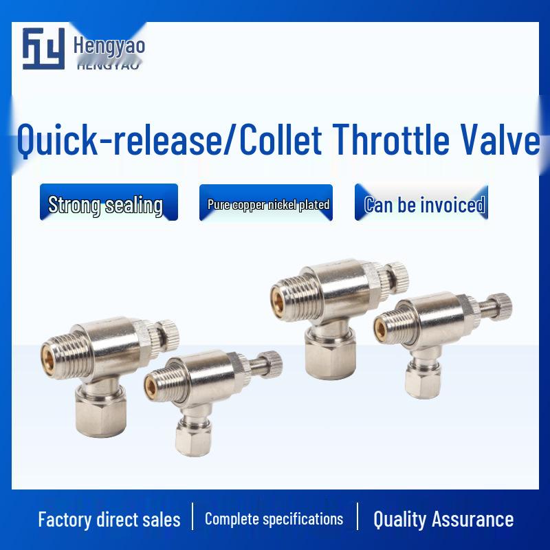 All-Copper Nickel-Plated Pneumatic Throttle Valve SL4-01/6-01 Quick-Connect Regulating Air Speed Controller.