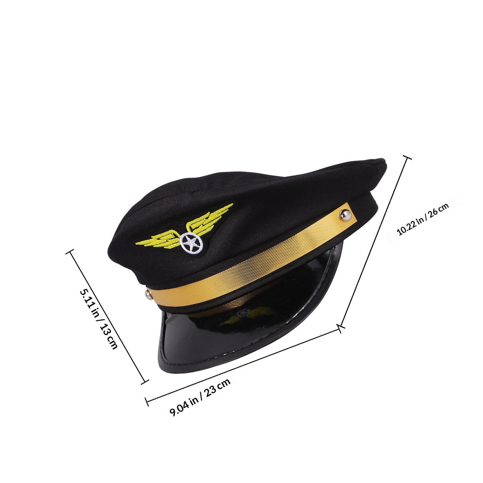 Adult Pilot Hat Adjustable Airline Captain Cap Costume for Halloween Masquerade Party Cosplay Performance Unisex Airline Themed чёрный