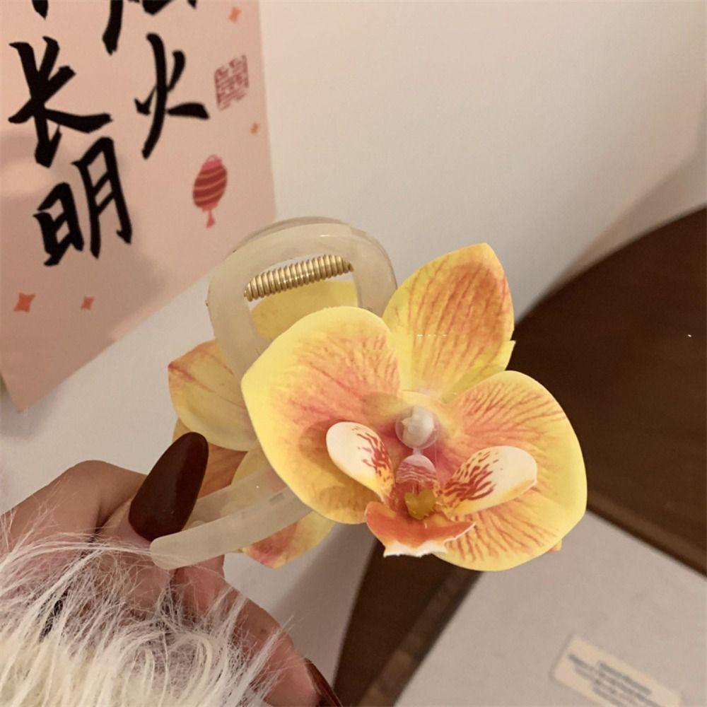 Butterfly Orchid Orchid Hair Clip Bohemia Barrettes Large Shark Clip Flower Hair Claw  Daily