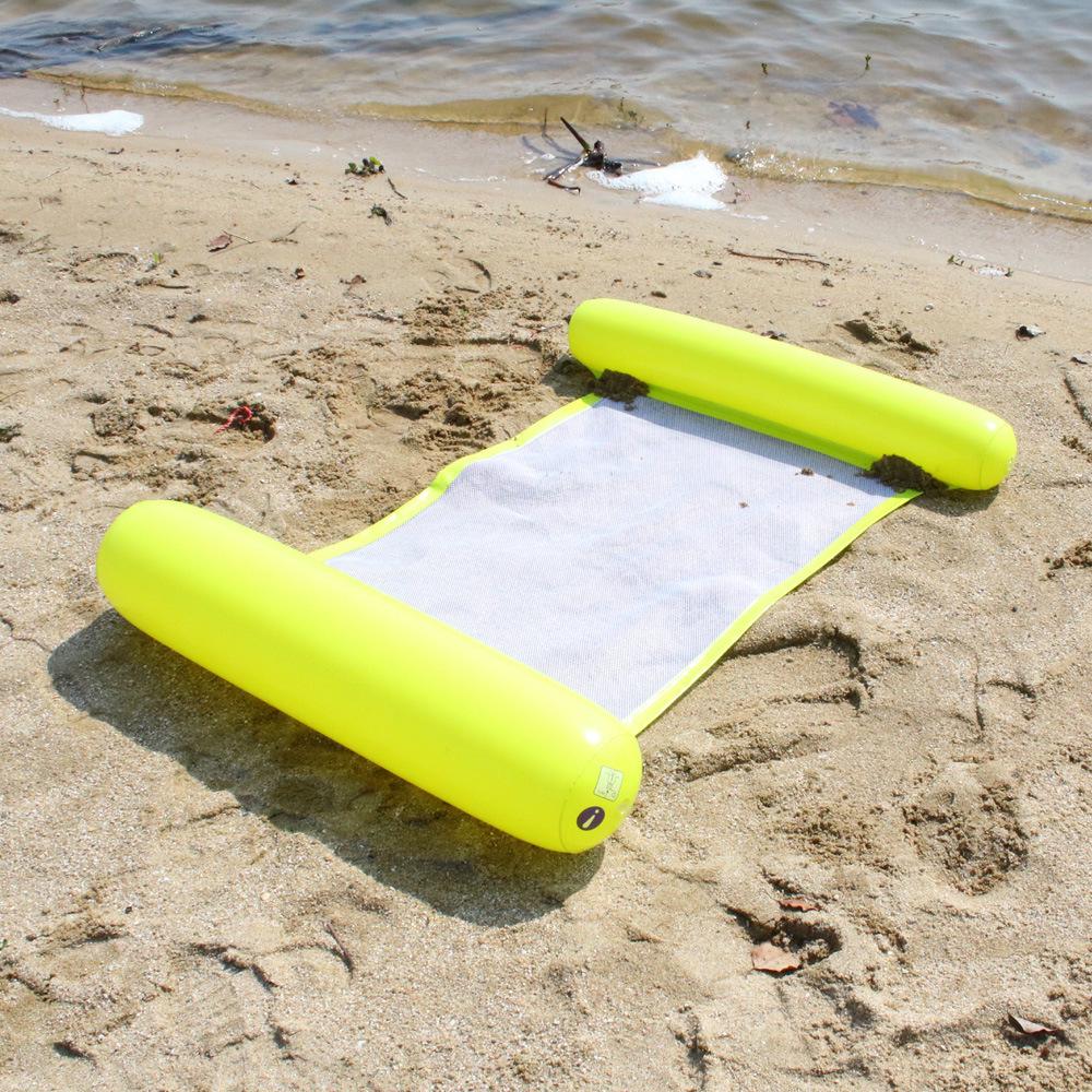 Outdoor Inflatable Striped Floating Pool Lounger - Single Person Foldable Hammock