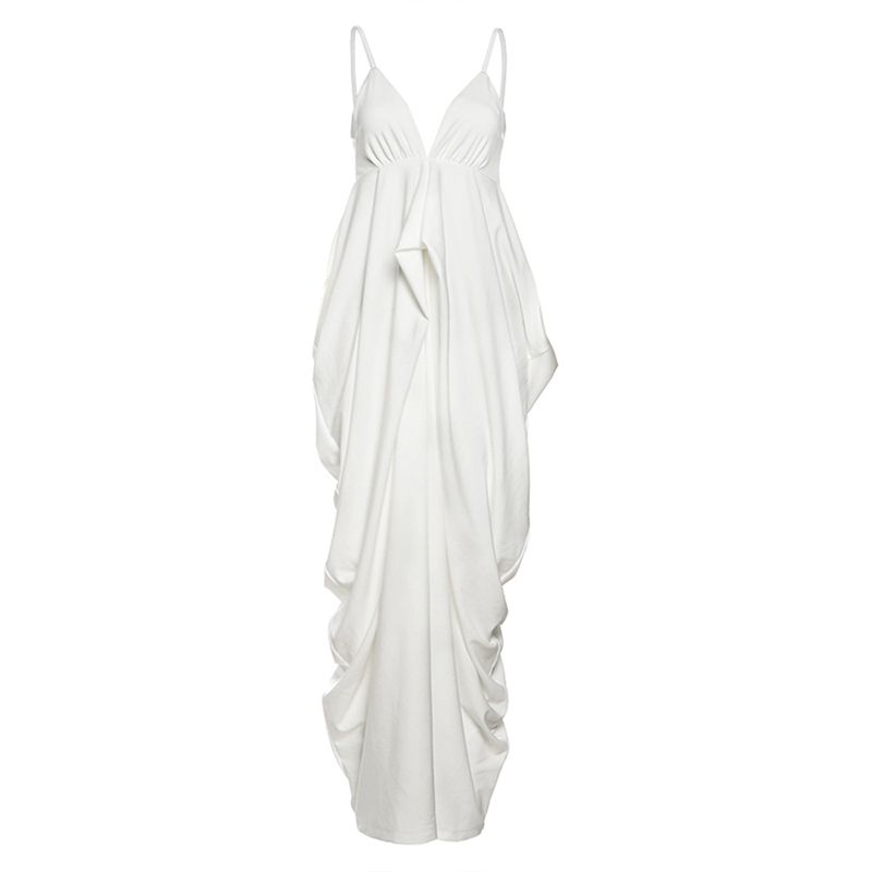 

# Sisjuly# French style Elegant My Fair Lady Fold Design Cocoon Shaped Elegant Sling Dress Women Summer White L