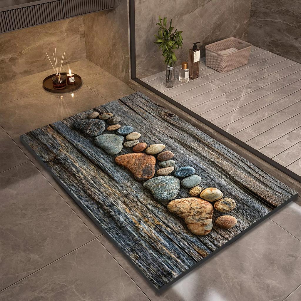 Diatomite Rug Bathroom Floor Mat Stone Design Home Dec Bathroom Non-slip Shower Foot Mats Absorbent Quick Dry Toilet Rugs