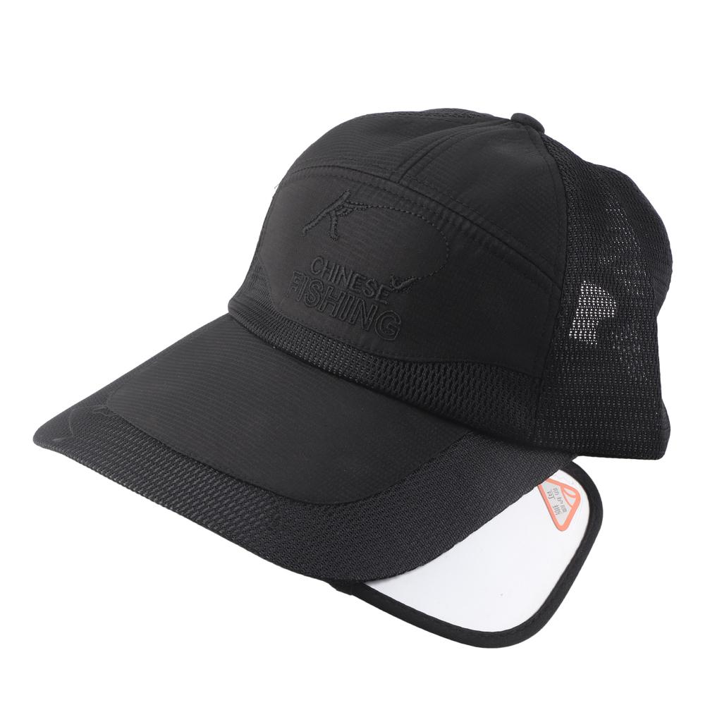 Summer Baseball Cap Breathable Canvas Baseball Cap Unisex Retractable Brim Stylish Hat for Tennis Running Camping Black