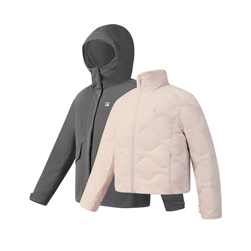 FILA Fitness Removable Three-In-One Minimalist Fashion Sports Casual Training Versatile Warm Hooded Two-Piece Down Jacket A11W611905FDY