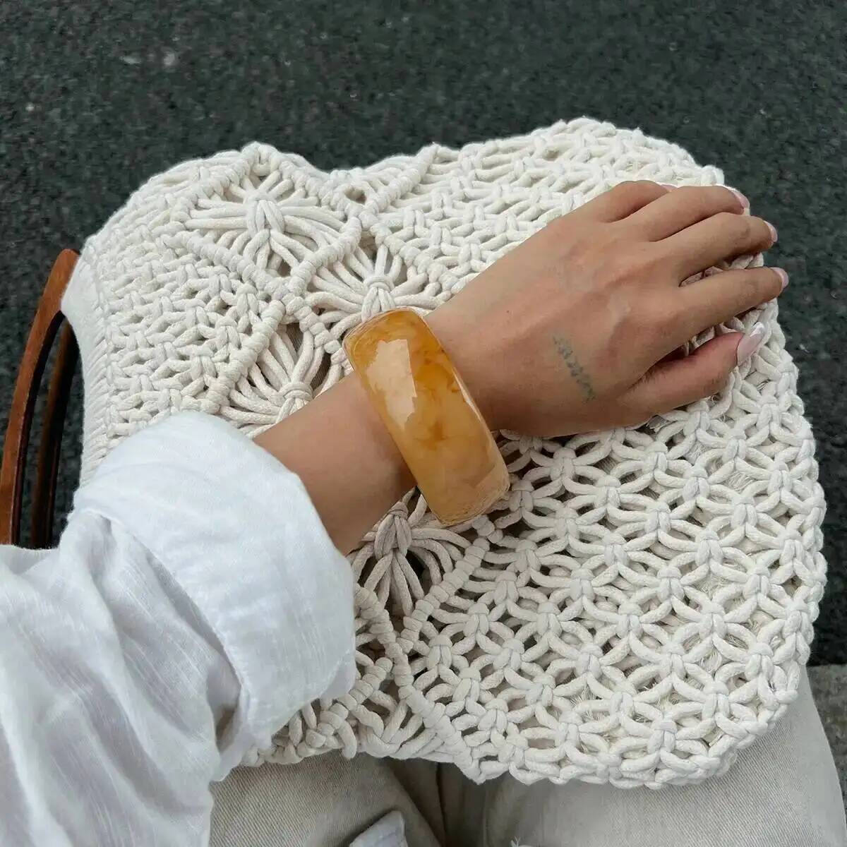 SHIXIN 4 Styles Exaggerated Thick Resin Acrylic Round Bangle Bracelet for Women Irregular Geometry Wide Bangle Jewelry Gift