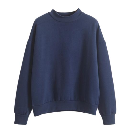 Autumn Winter Casual Women Solid Color Crew Neck Long Sleeve Sweatshirt Pullover