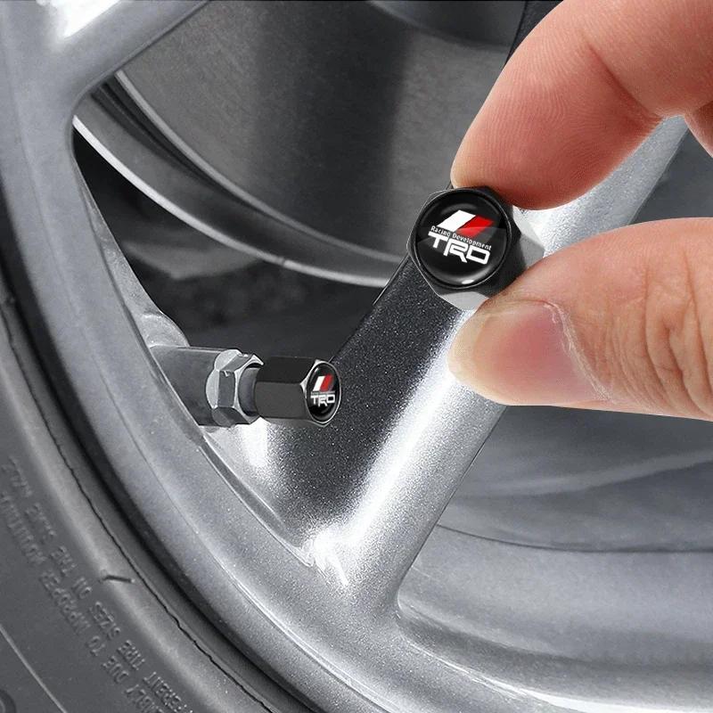 Car Badge Keychain Keyring With Tire Valve Cap Car Accessories For Toyota TRD Logo RAV4 Levin Reiz Corolla Chr Avensis Yaris