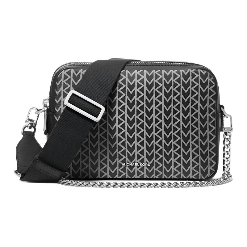 MICHAEL KORS Bryant Silver Metallic Cowhide Shoulder Bag Medium Women s Black чёрный