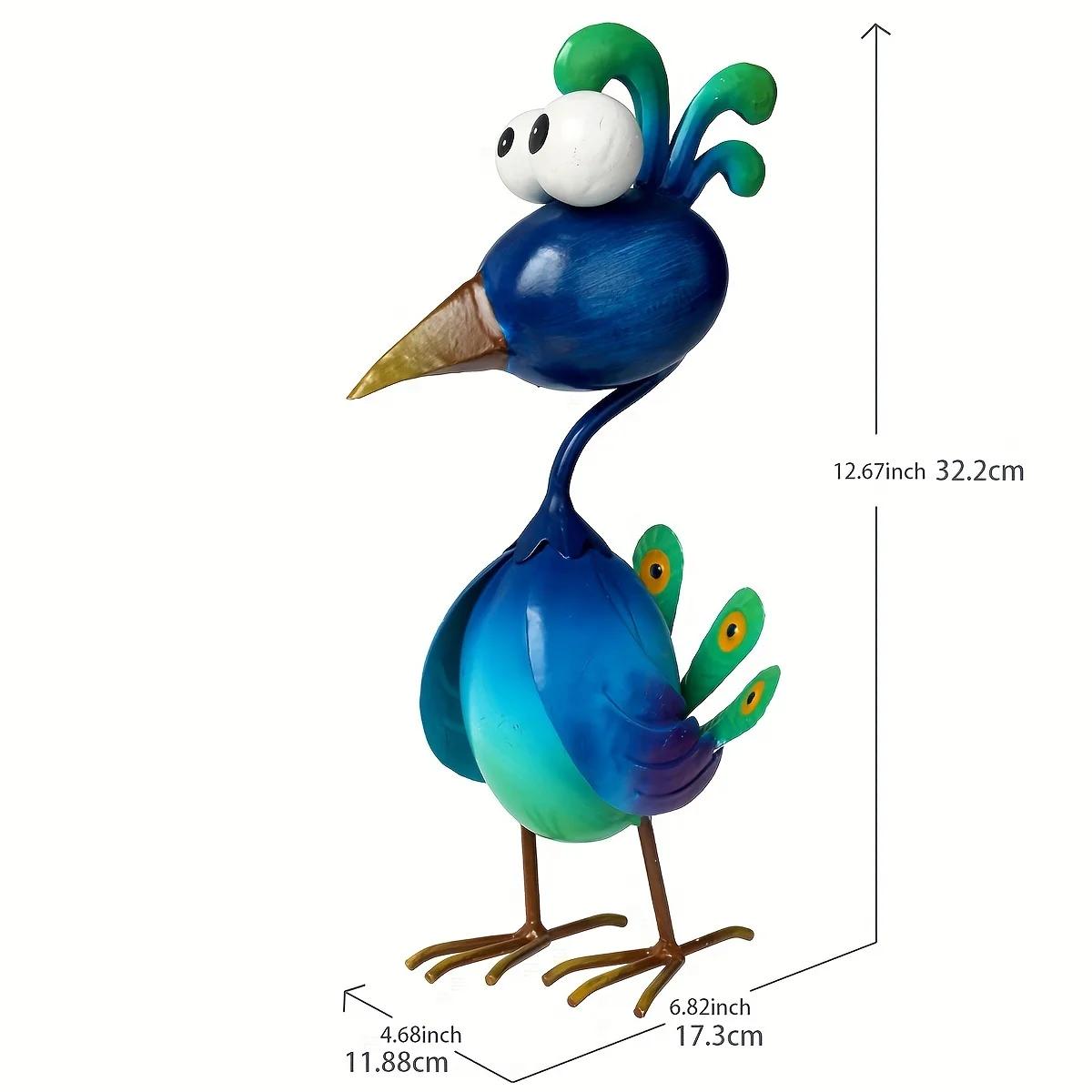 

Blue Metal Peacock Sculpture - 3D Outdoor Garden Statue For Yard, Lawn, Backyard, Porch & Pond Decor синий