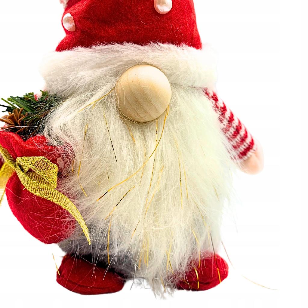 Christmas Gnome Decorative Leprechaun With Beard And Gift Bag 28 Cm