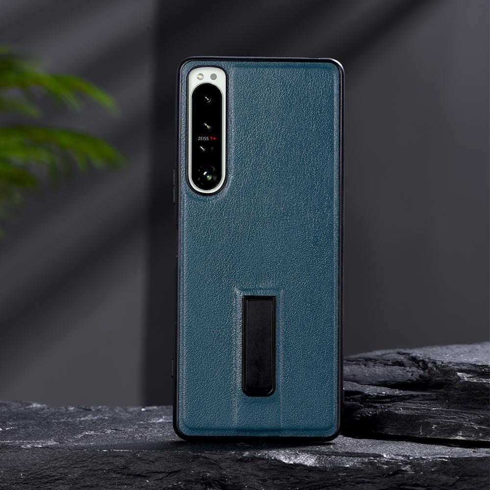 Metall-Ständer-Hülle für Sony Xperia 1 5 10 III 5 II 10 IV Schlichte PU-Leder Stoßfeste Hülle für Xperia 1 IV 5 IV XQ-CT54