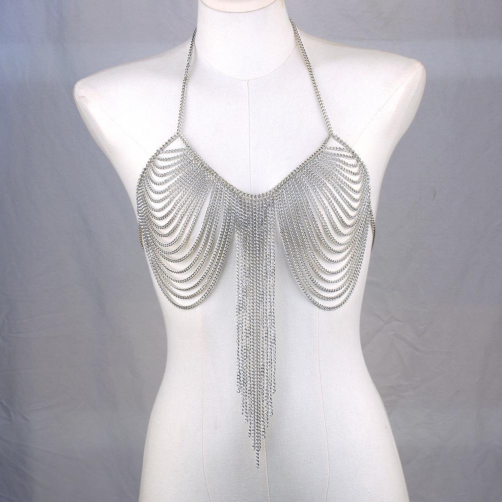 Sexy Multi-layer Tassel Metal Body Chain Necklace for Women
