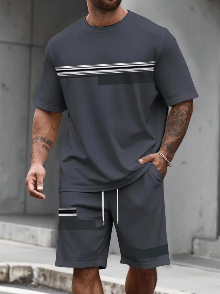 Men's Casual Sports Printed T-shirt & Shorts Set