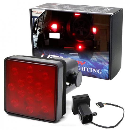 

Red Lens 15-LED Brake Light Trailer Hitch Cover Fit Towing & Hauling 2 Size