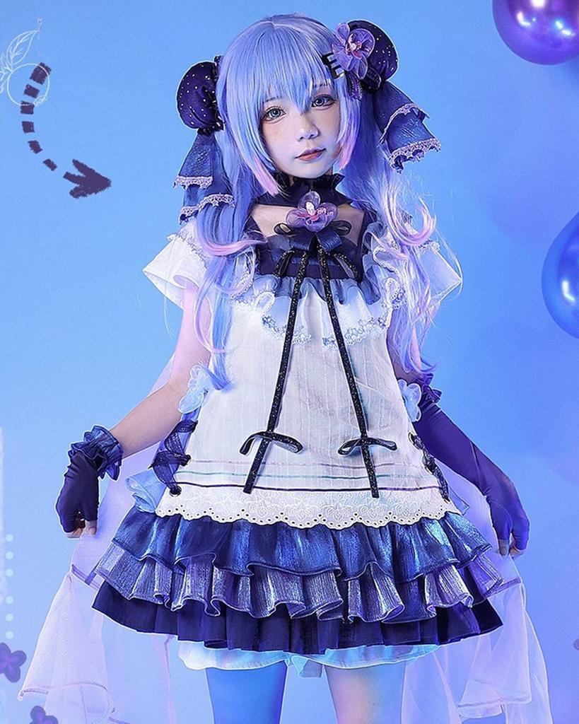 [Milky Time] Hatsune Miku Cosplay Dress, Vocaloid, Halloween, Women's, Purple, Blueberry