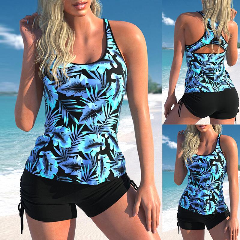 

Женщины Сексуальный большой размер Цветочный принт Купальник Женское лето Две части Танкини Комплект Мода Монокини Пляжная одежда Костюм для ванны