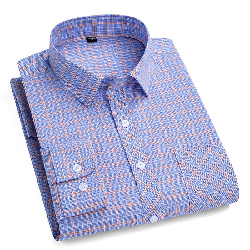 2027 New Men's Plaid Shirts Long Sleeve Cotton Checked Shirt Formal Fashion Thin Soft Classic Basic Casual Male Clothing 6XL 5XL