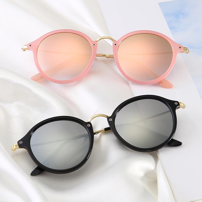 Retro Reflective Round Frame Metal Sunglasses - Unisex Trendy Design 2447