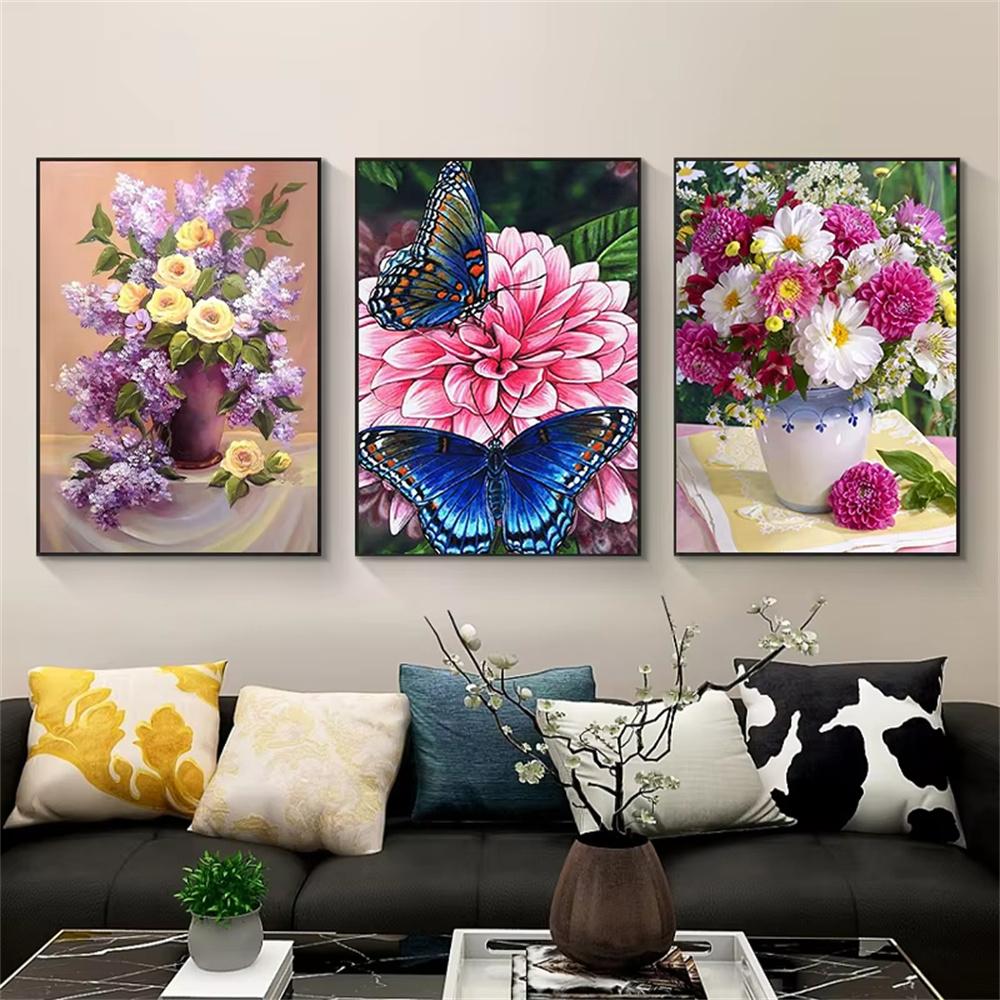 DIY Diamond Painting Flowers Cross Stitch Kit Mosaic Art Diamond Painting Full Circle Diamond Home Decoration