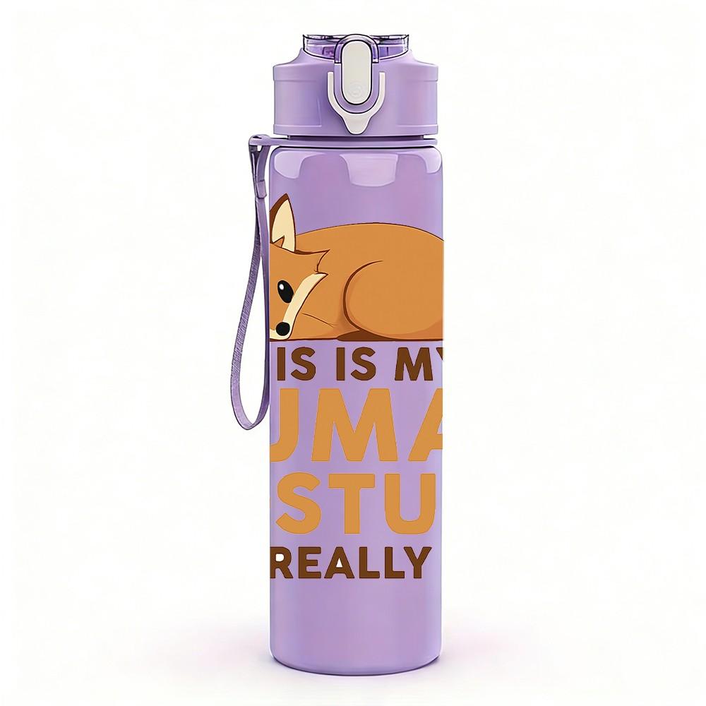 1PC This Is My Human Costume Cat Print 750ml Color Plastic Sports Water Bottle Leakproof Flip Straw Lid Suitable for Sports Office Home Use