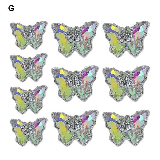 10ks Motýlí šperky na nehty Dvouvrstvé třpytivé drahokamy Poutavé ozdoby na nehty Dámské doplňky
