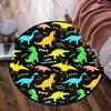 Dinosaur Cartoon Round Rug Crystal Velvet Floor Mat Kids Room Baby Play Mat Cool Dinosaur Design Nursery Bedroom Carpet