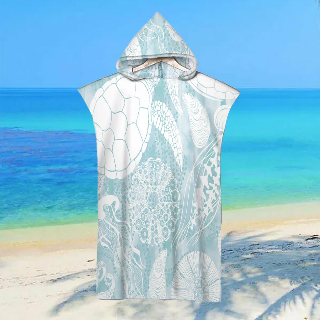 Adult Kids Beach Towel Quick Dry Hooded Cloak Children Women Large Bath Towels Sand Free Poncho Bathrobe For Summer Swim Surf
