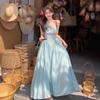 French Blue Suspender Dress Women With A High-end Feeling Super Beautiful Baamine Beach Resort Long