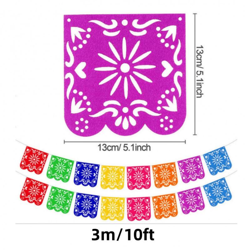 Mexican Party Decorations Banner Colorful Día De Los Muertos Papel Picado Banner Carnival Birthday Baby Shower Party Decor 5