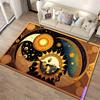 Sun and Moon Yin-Yang Themed Carpet with Cosmic Starry Pattern Suitable for Use As an Anti-slip for Living Room Bedroom Sofas