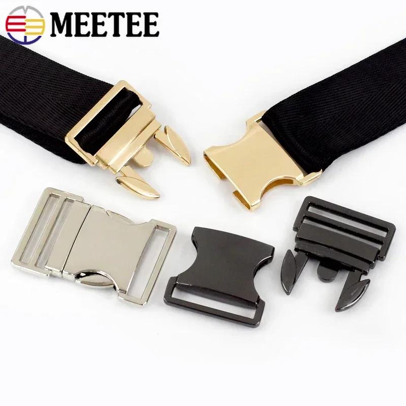 2Pcs Meetee 20/25/32/38mm Metal Side Release Buckles Adjust Clasps for Bag Belt Dog Collar Hook Buckle DIY Sewing Accessories