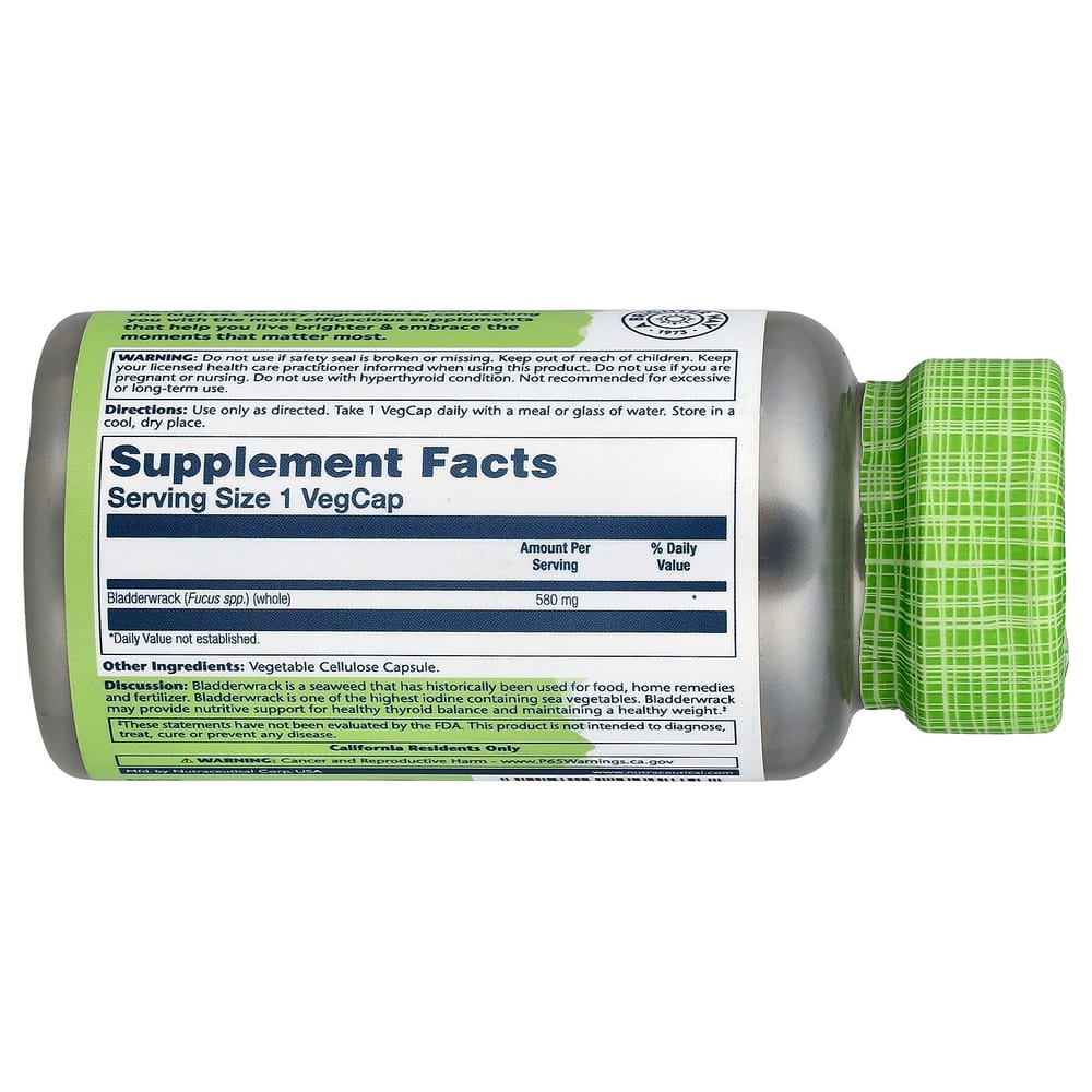 Solaray True Herbs Bladderwrack 580mg Veggie Capsules, 100 Count