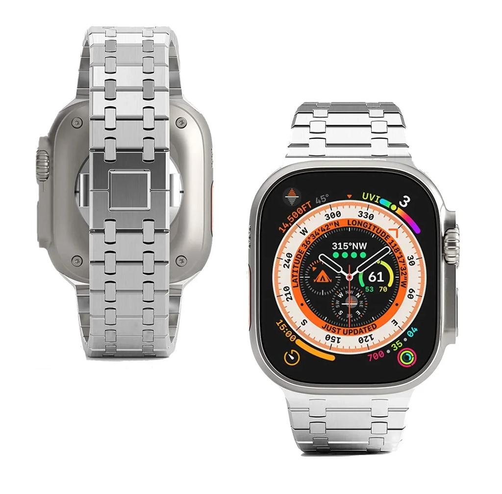 Stainless Steel Band for Apple Watch Ultra 2 49mm 46mm 45 44 42 Luxury Metal Frost Strap Bracelet for IWatch Series10 9 8 7 6 SE