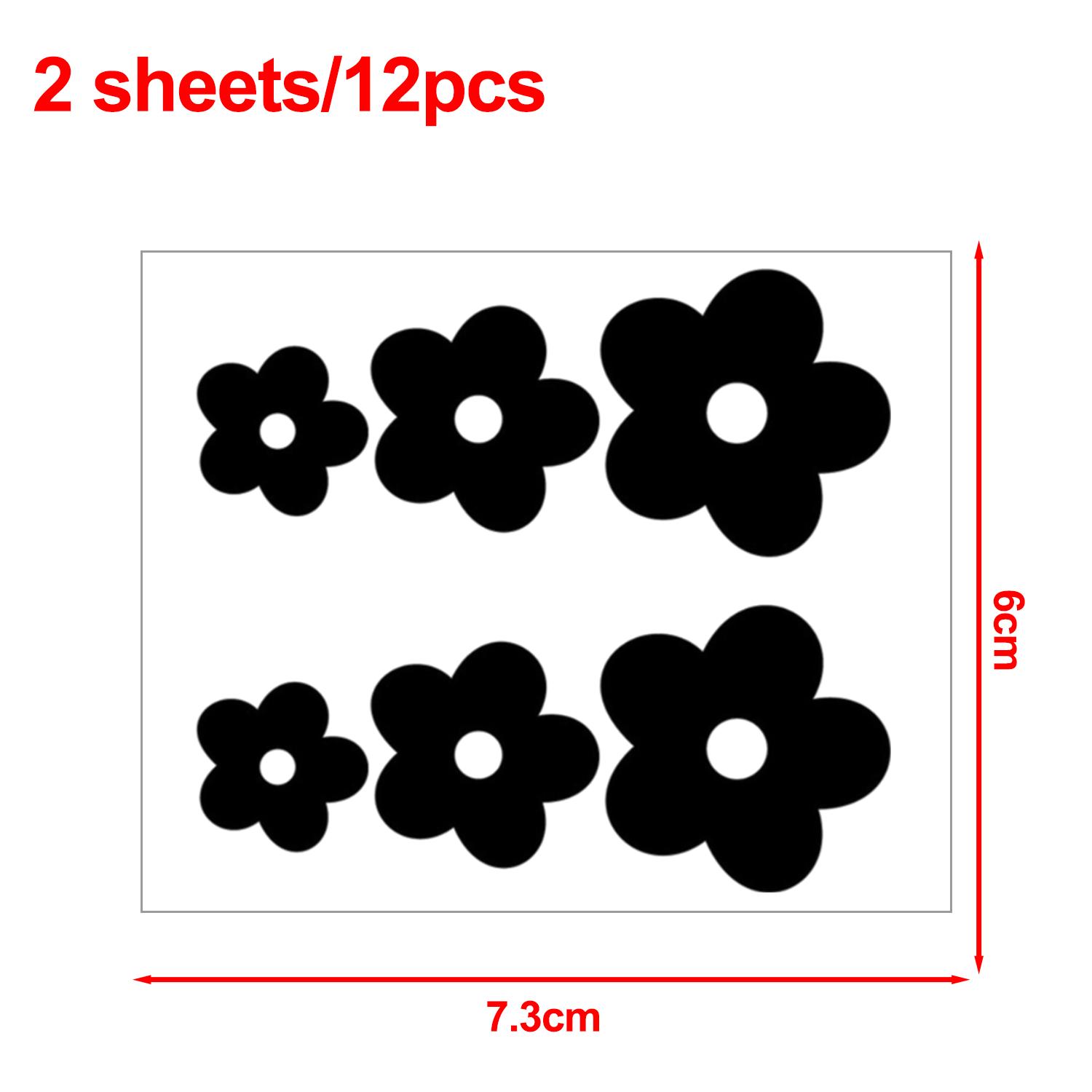 

Colorful Flowers Car Interior Rearview Mirror Stickers Car DIY Cosmetic Mirror Cell Phone Case Laptop Decoration Vinyl Decals 12pcs чёрный
