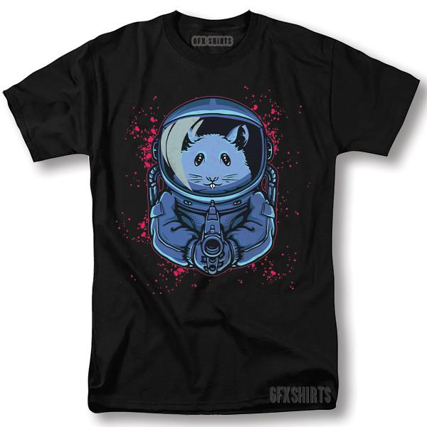 Astronaut Hamster With Gun Shirt Space Galaxy Cool Gift Graphic T-shirt Unisex T-Shirt M