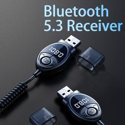 Transmetteur Récepteur Bluetooth 5.3 Aux USB pour Voiture avec Écran LED Appel Mains Libres Prise Jack 3,5 mm Kit Sans Fil Audio pour Voiture Pour Radio FM