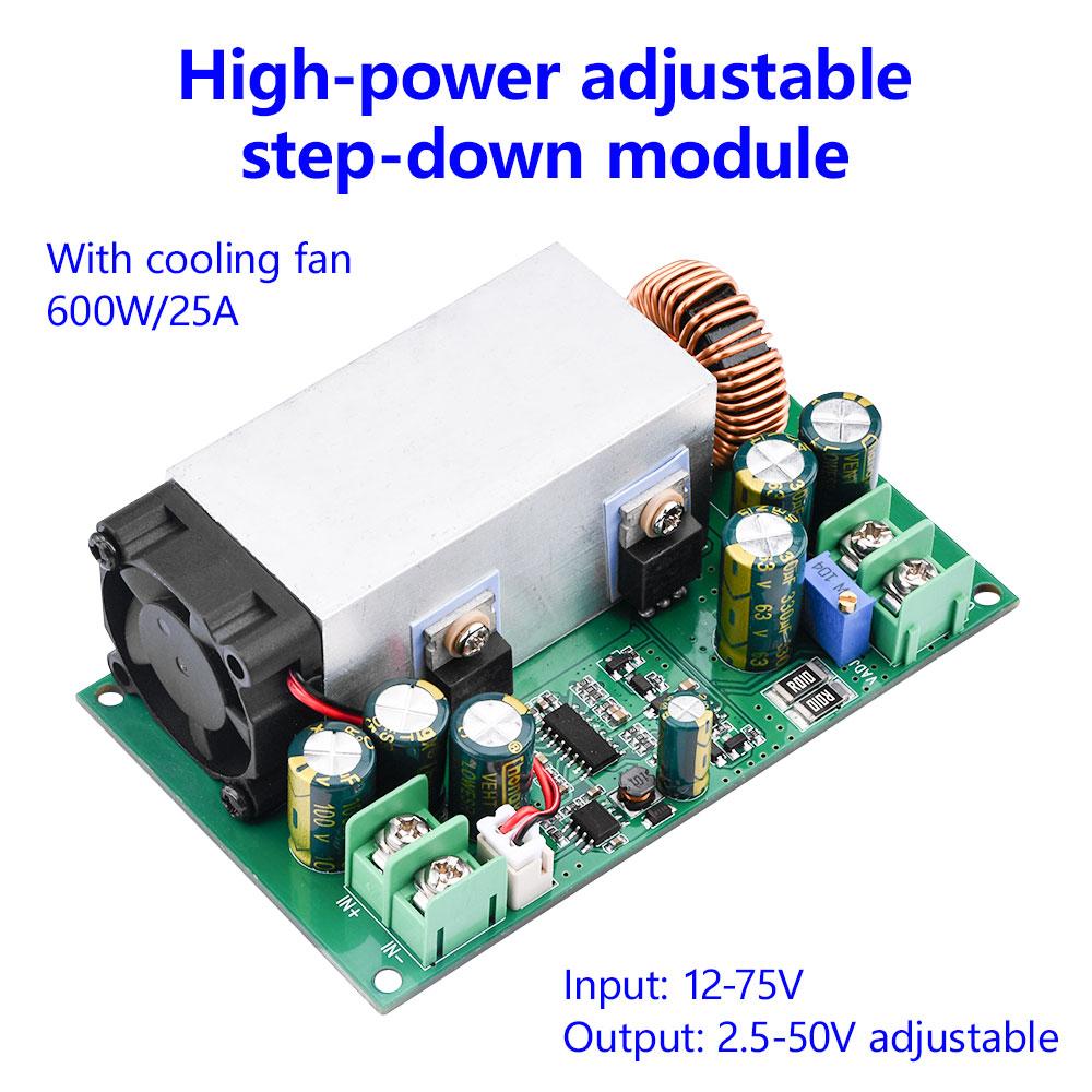 1pc DC Step-down Module 12V-75V to 5V 19V 21V 24V 48V 600W High-power 25A Step Down Module