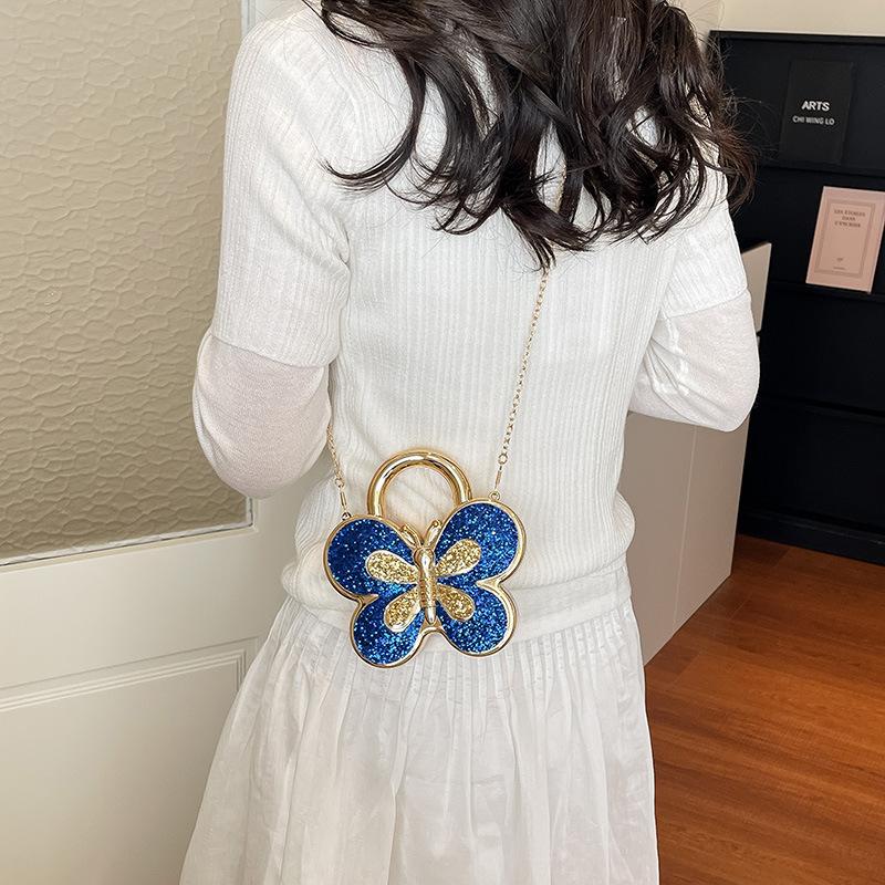 Fashionable Butterfly-shaped Diamond-encrusted Ladies' Trendy Chain Shoulder Bag