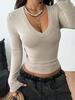 2026 Women's Slim V-Neck Ribbed Knit Sweater - Long-Sleeved Autumn/Winter Top