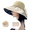 Hat Women's Summer Sunshade Sunscreen UV Protection Bow Bucket Hat Face Cover Vinyl Sun Hat Can Be Stored